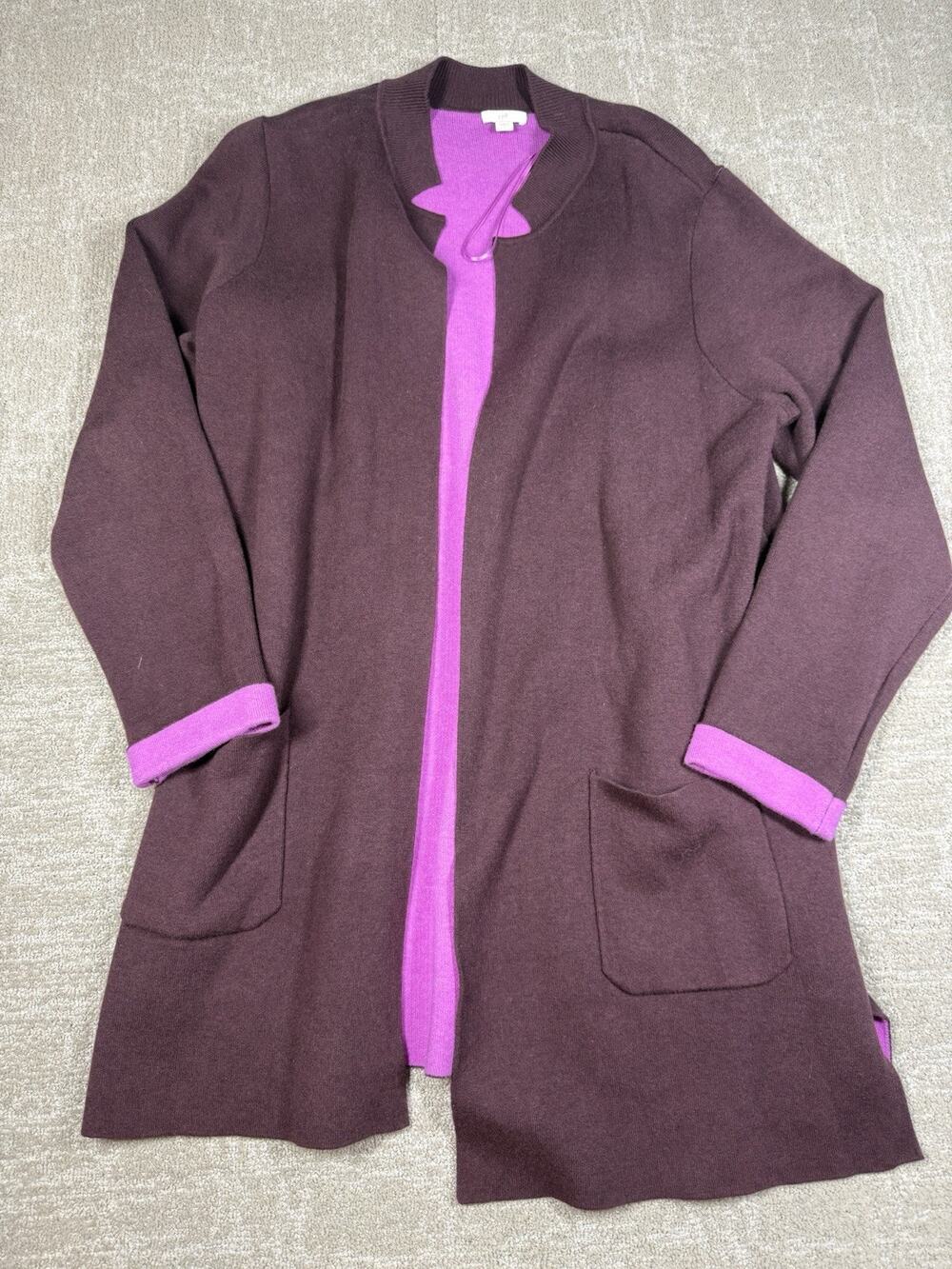 J. Jill Cotton Blend Open Front Mid Length Cardigan Sweater Size Large
